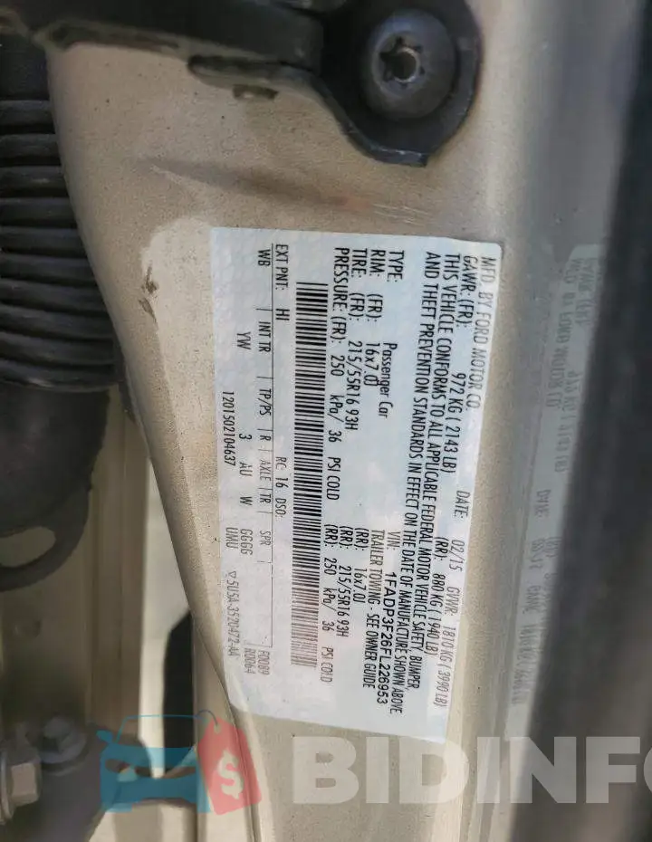 1FADP3F26FL226953 Photo# 12