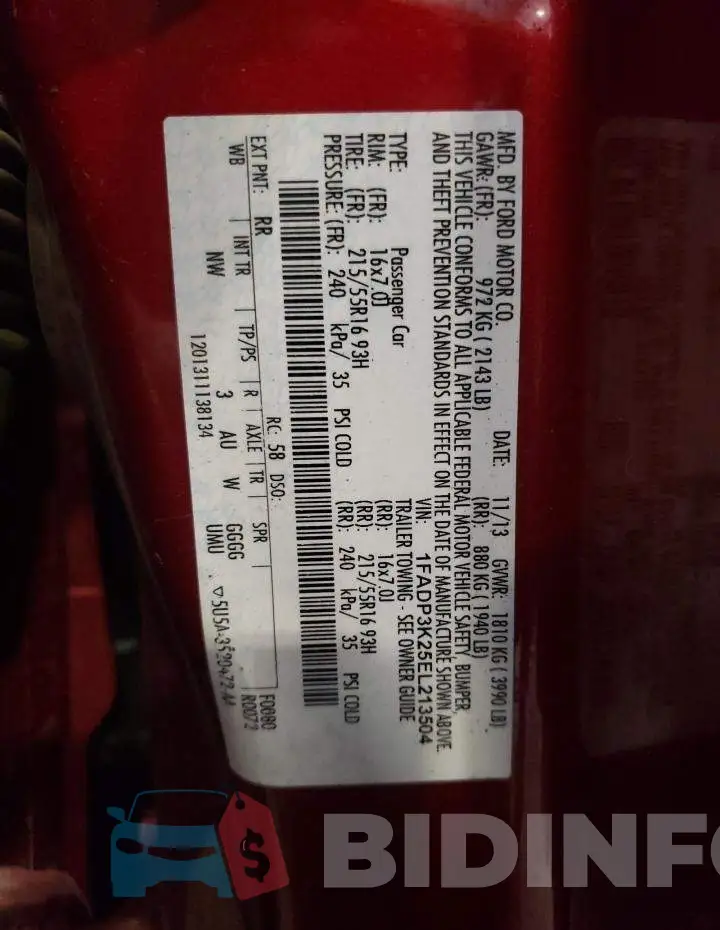 1FADP3K25EL213504 Photo# 12
