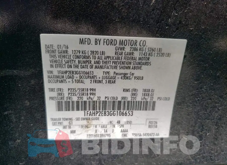 1FAHP2E83GG106653 Photo# 12