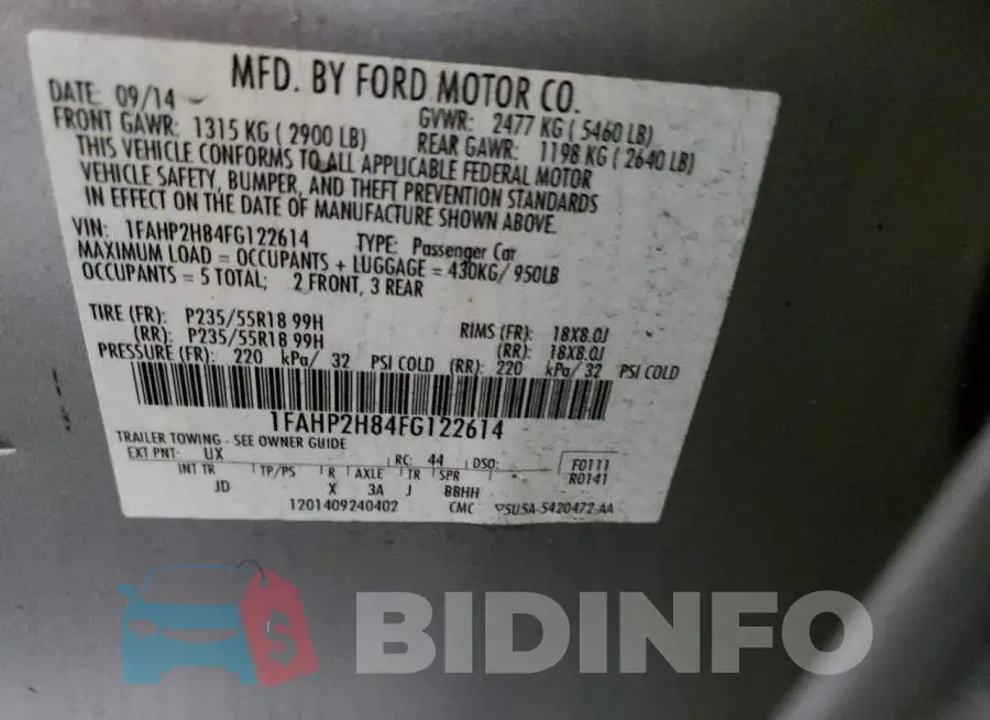 1FAHP2H84FG122614 Photo# 12