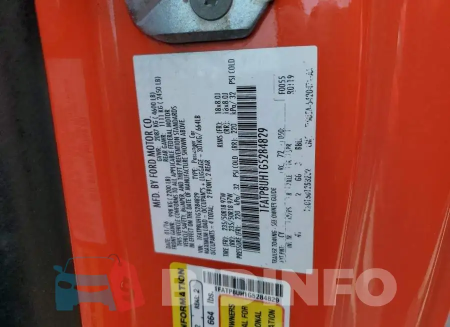 1FATP8UH1G5284829 Photo# 12