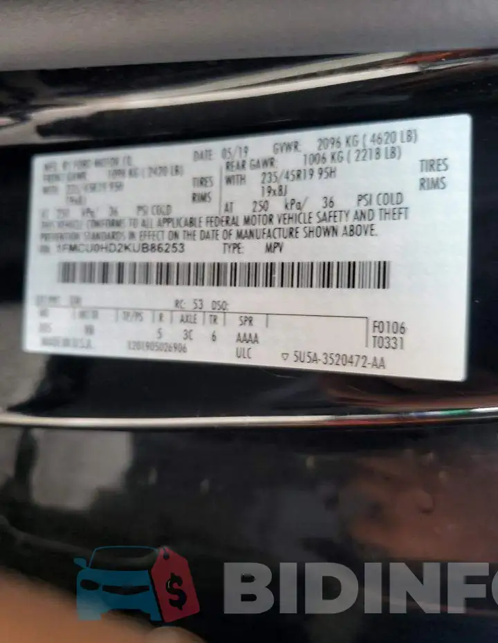 1FMCU0HD2KUB86253 Photo# 12