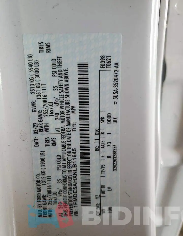 1FMDE5AHXNLB11645 Photo# 13
