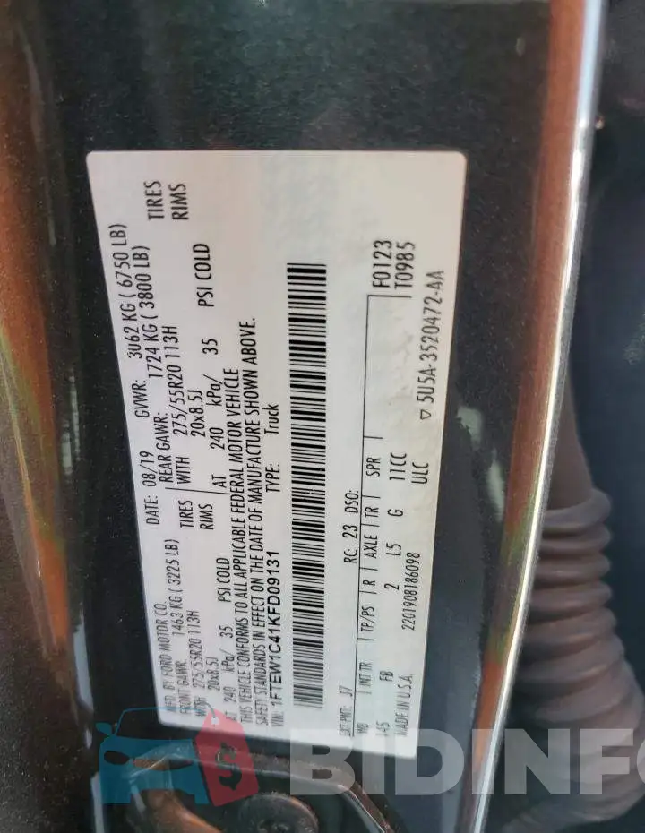 1FTEW1C41KFD09131 Photo# 12