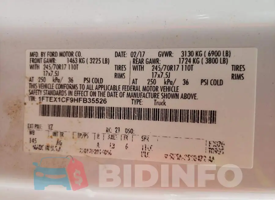1FTEX1CF9HFB35526 Photo# 12