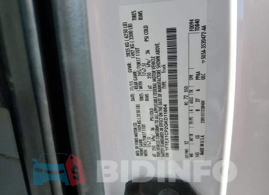 1FTEX1CP2GKD11864 Photo# 12