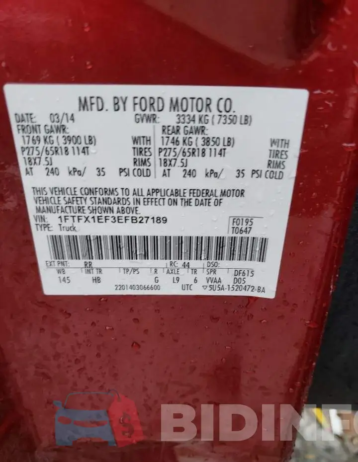 1FTFX1EF3EFB27189 Photo# 12