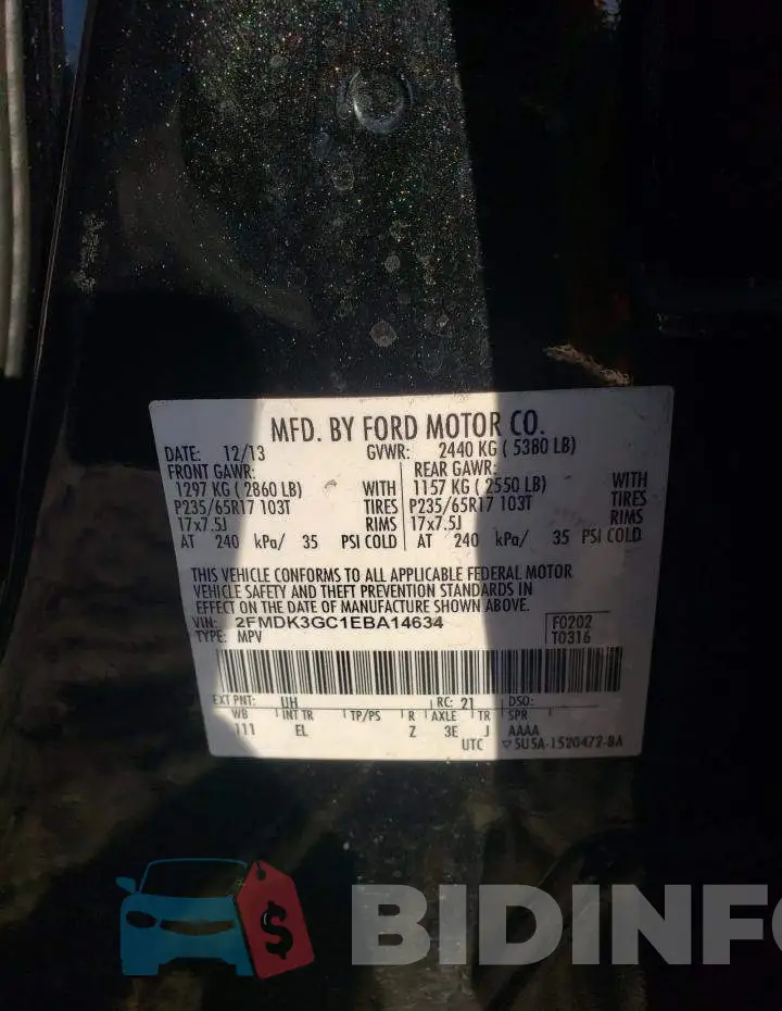 2FMDK3GC1EBA14634 Photo# 12