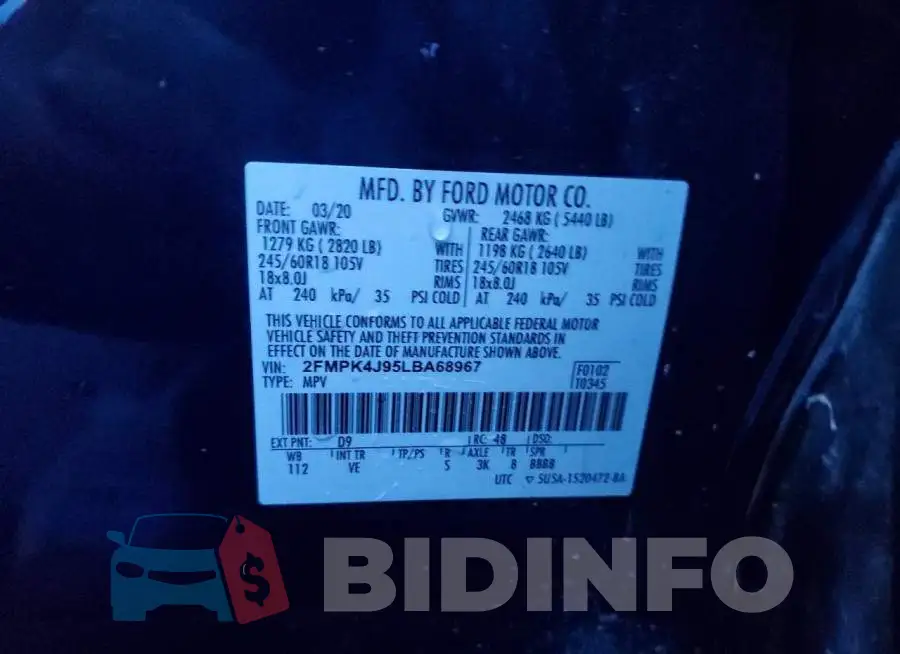 2FMPK4J95LBA68967 Photo# 13