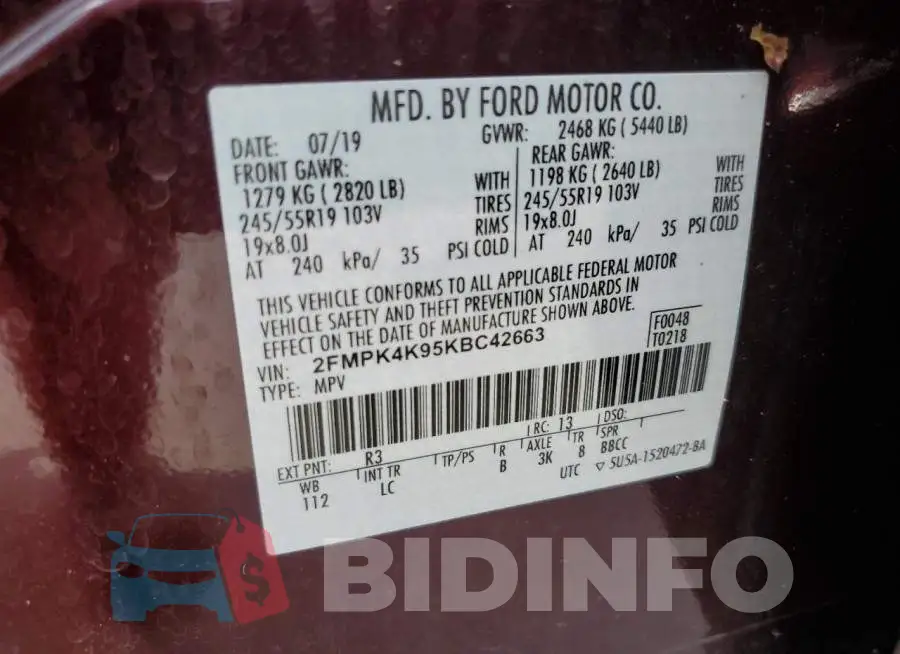 2FMPK4K95KBC42663 Photo# 14
