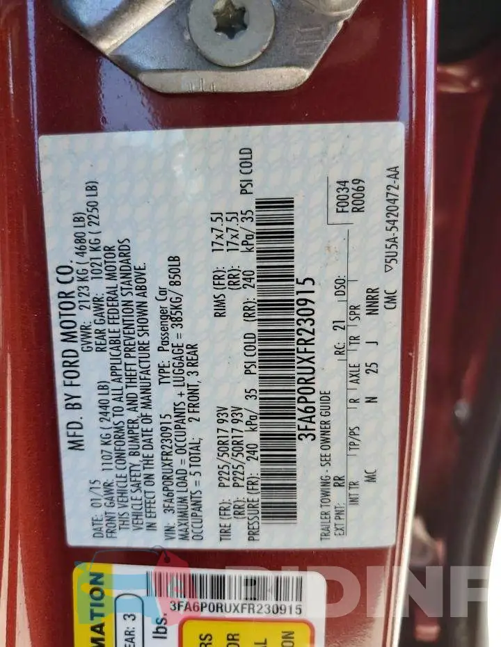 3FA6P0RUXFR230915 Photo# 12
