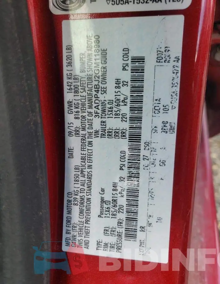 3FADP4BJ2GM118980 Photo# 12