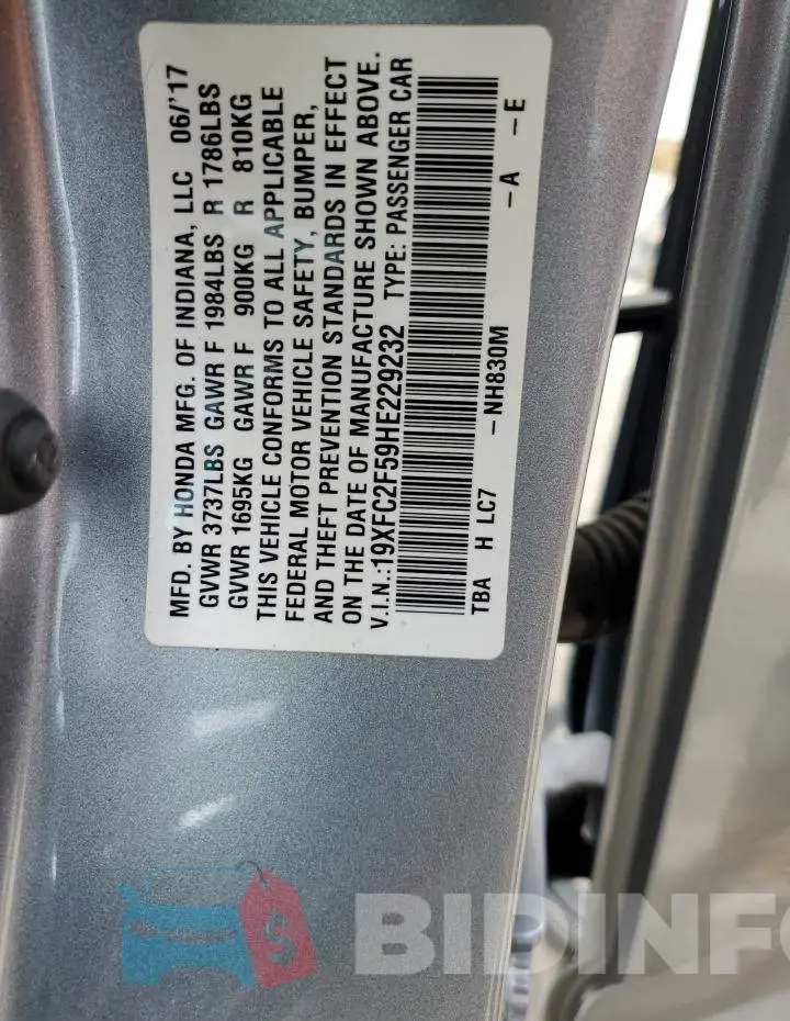 19XFC2F59HE229232 Photo# 13