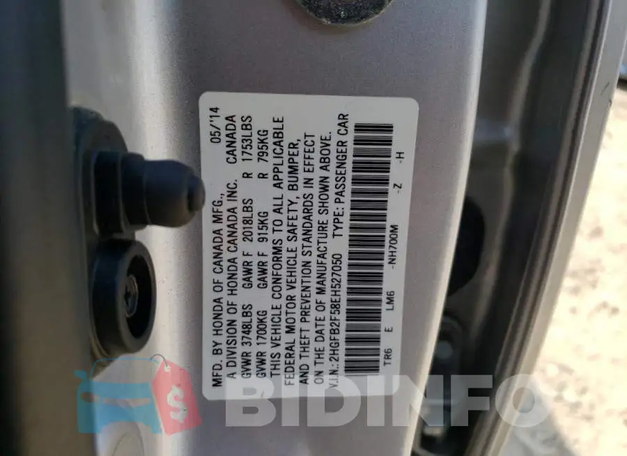 2HGFB2F58EH527050 Photo# 12