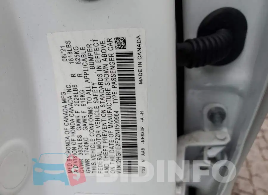 2HGFE2F22NH509964 Photo# 12