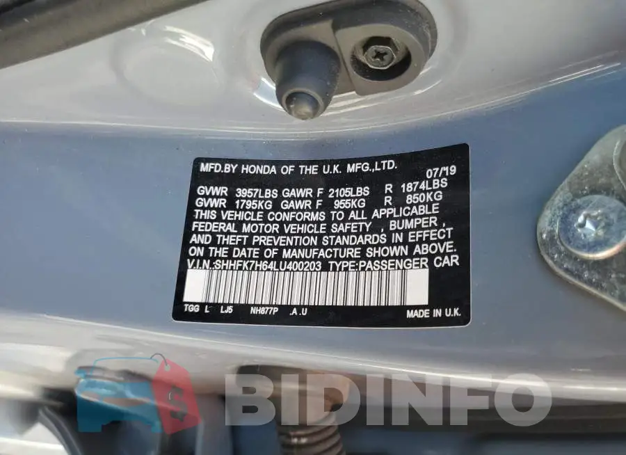 SHHFK7H64LU400203 Photo# 12