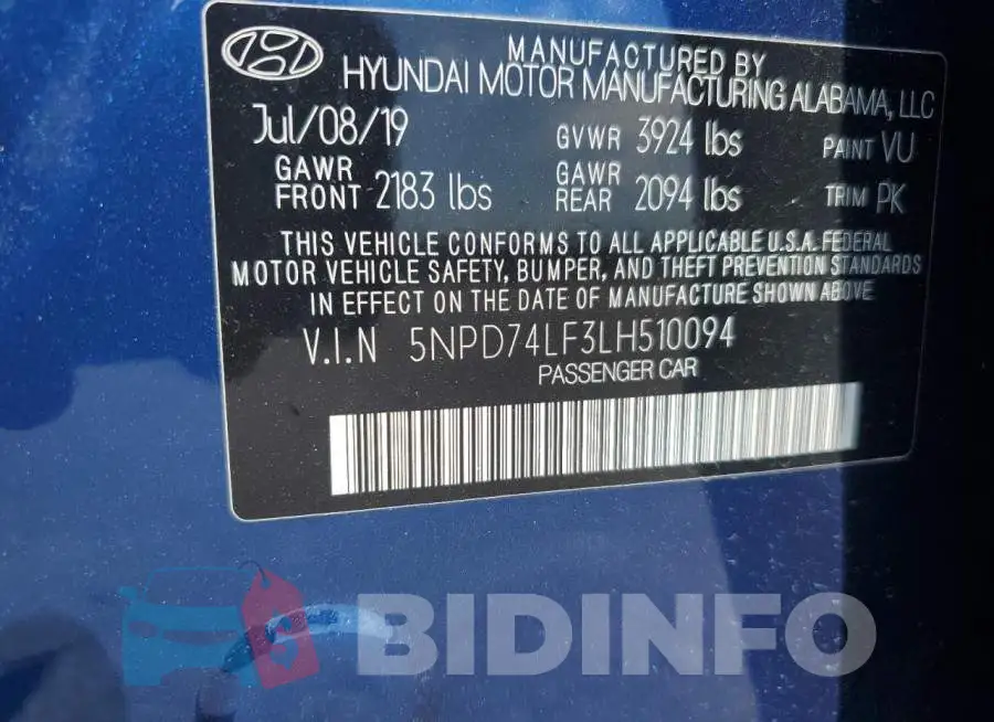 5NPD74LF3LH510094 Photo# 12