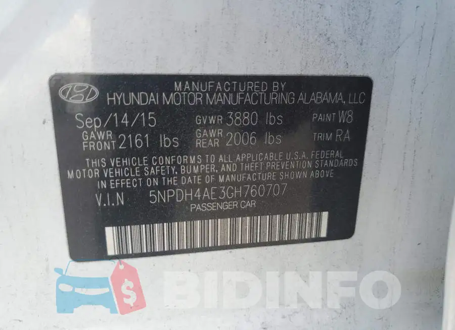 5NPDH4AE3GH760707 Photo# 12