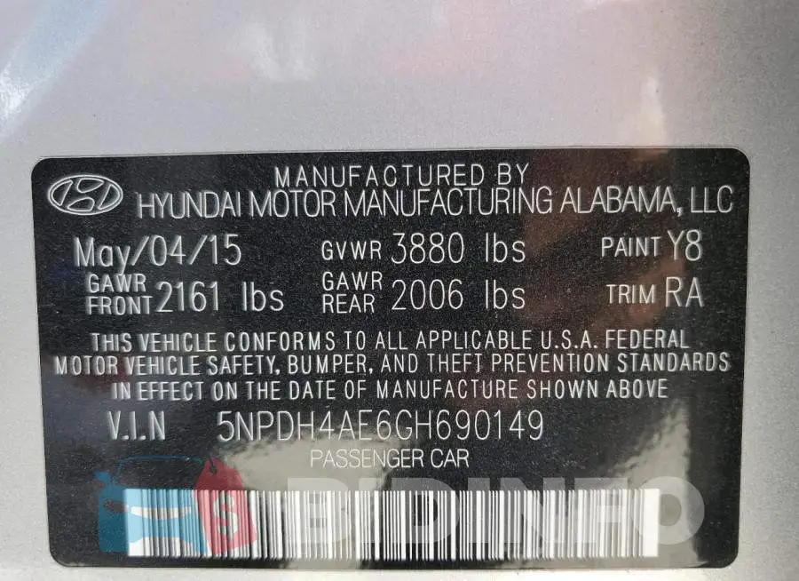 5NPDH4AE6GH690149 Photo# 12