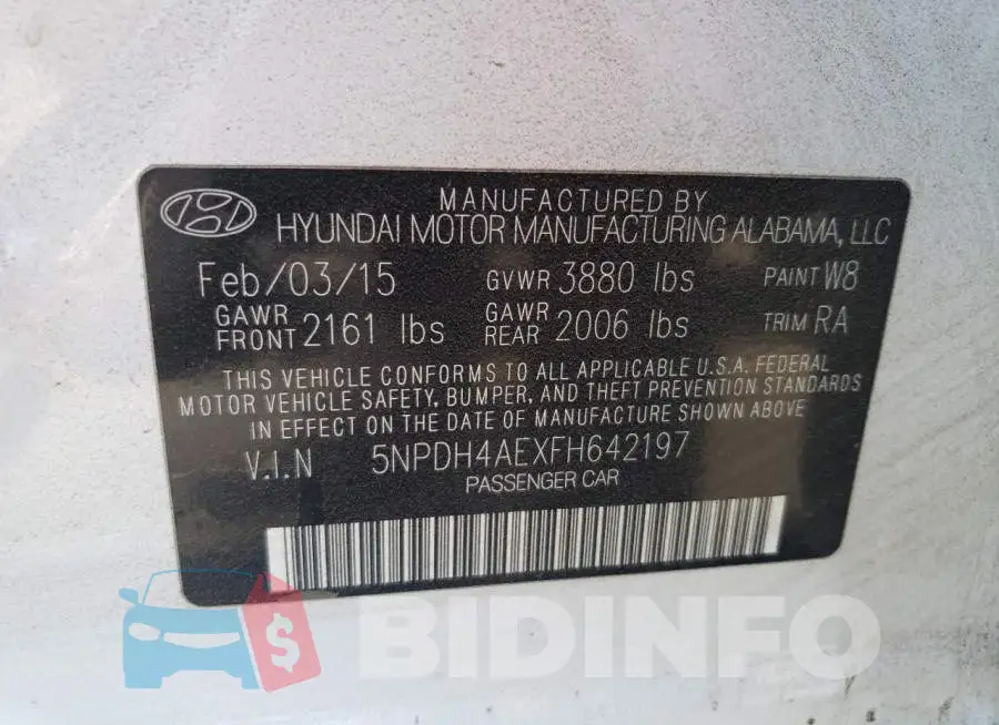 5NPDH4AEXFH642197 Photo# 12