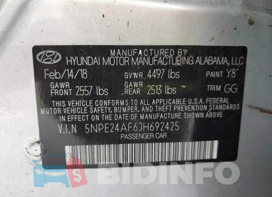 5NPE24AF6JH692425 Photo# 12