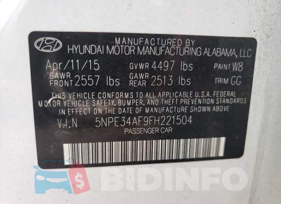 5NPE34AF9FH221504 Photo# 12