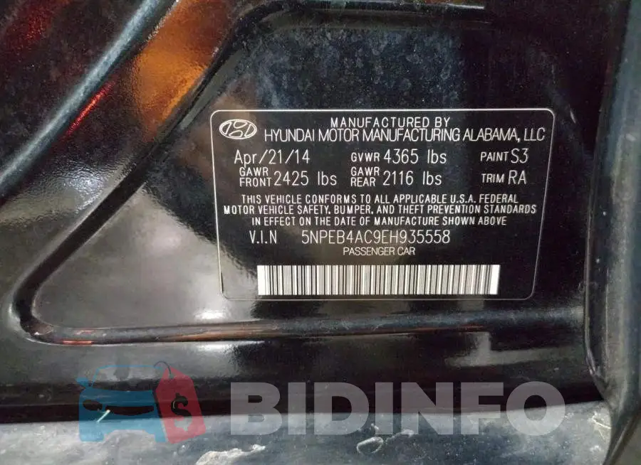 5NPEB4AC9EH935558 Photo# 13