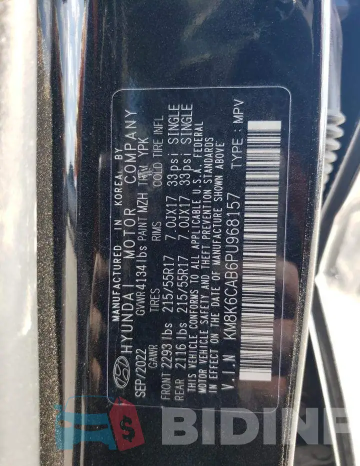 KM8K6CAB6PU968157 Photo# 14