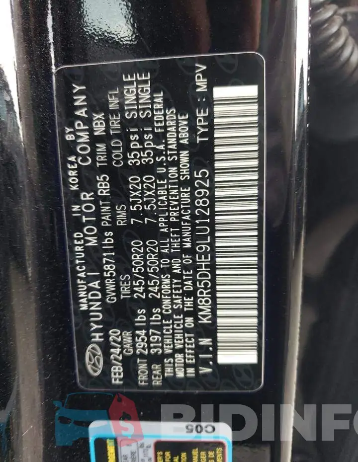 KM8R5DHE9LU128925 Photo# 14