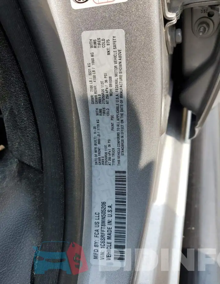 1C6SRFFT8MN505206 Photo# 12
