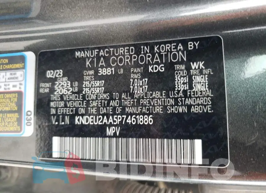 KNDEU2AA5P7461886 Photo# 13