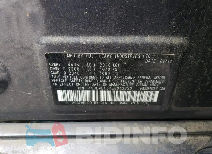 4S3BMBC67E3013830 Photo# 12