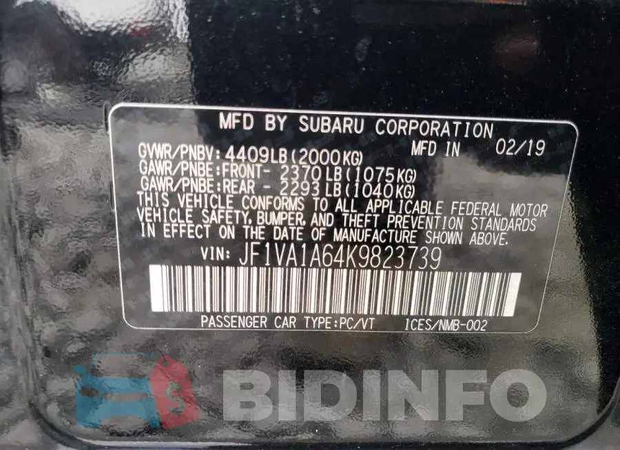 JF1VA1A64K9823739 Photo# 12