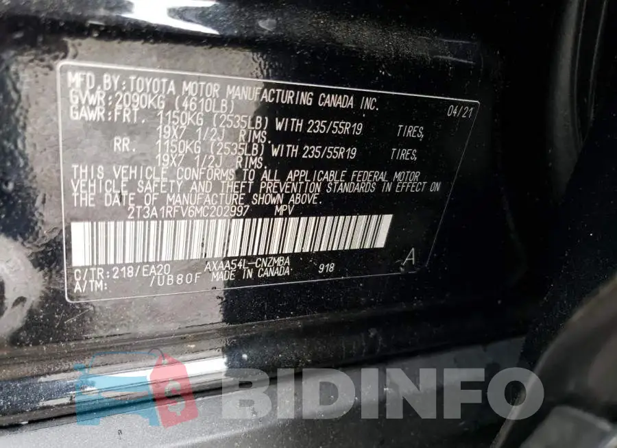 2T3A1RFV6MC202997 Photo# 13