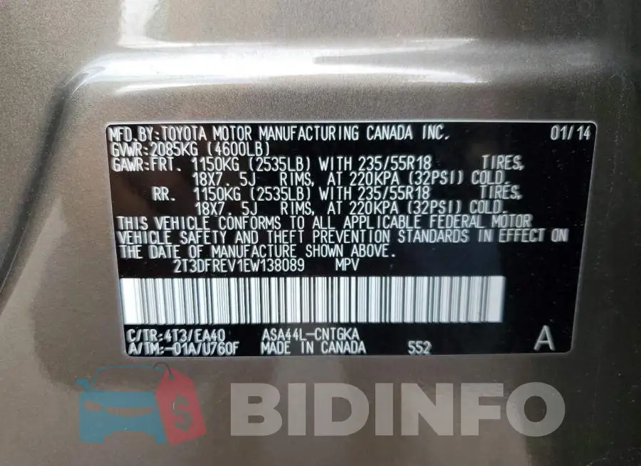 2T3DFREV1EW138089 Photo# 12