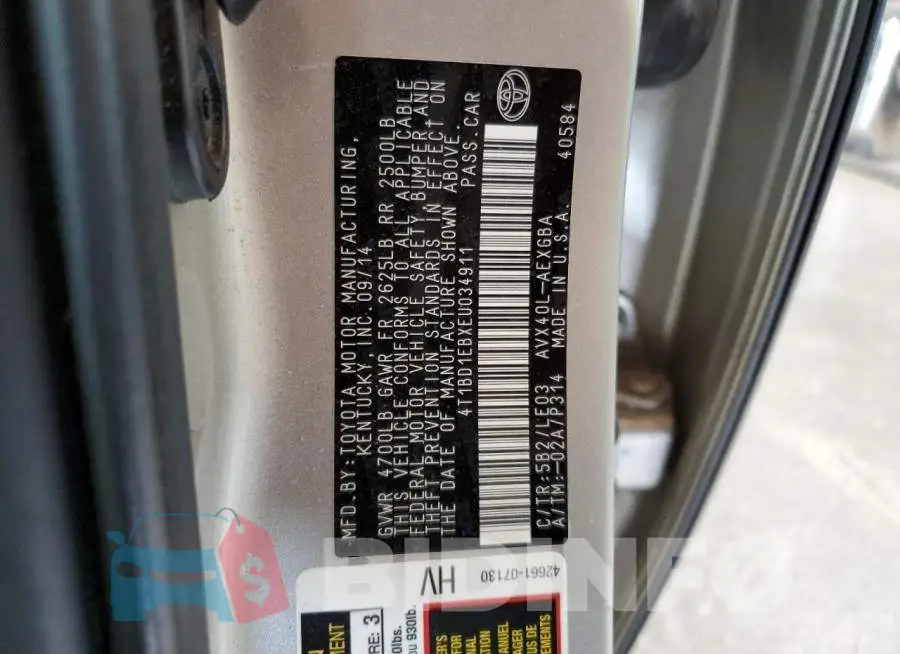 4T1BD1EBXEU034911 Photo# 12