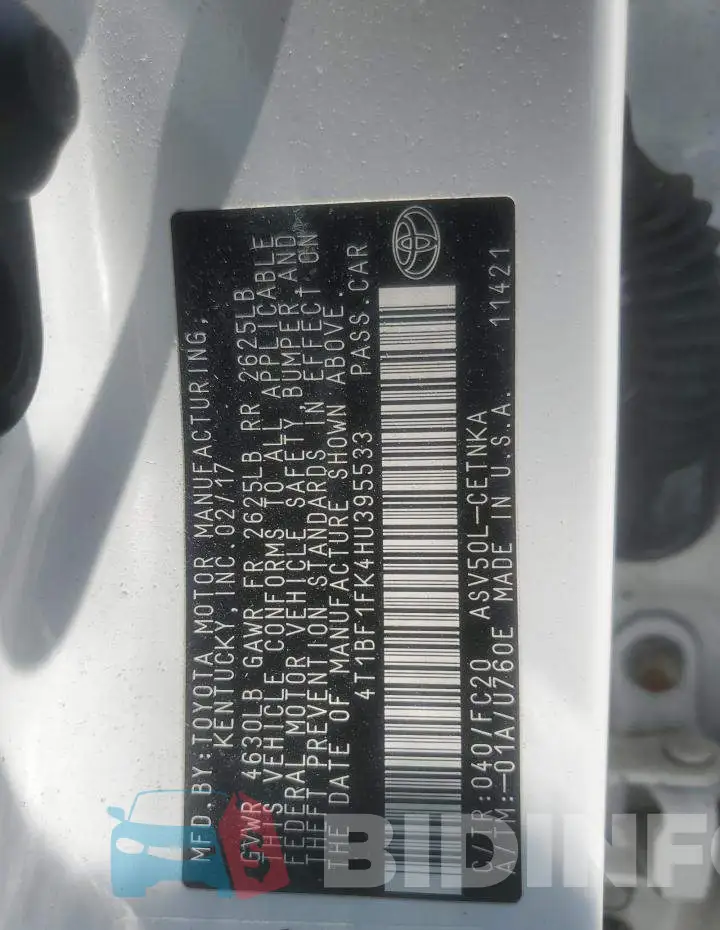 4T1BF1FK4HU395533 Photo# 12