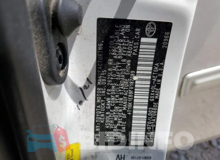 4T1BK1EB9FU187089 Photo# 12