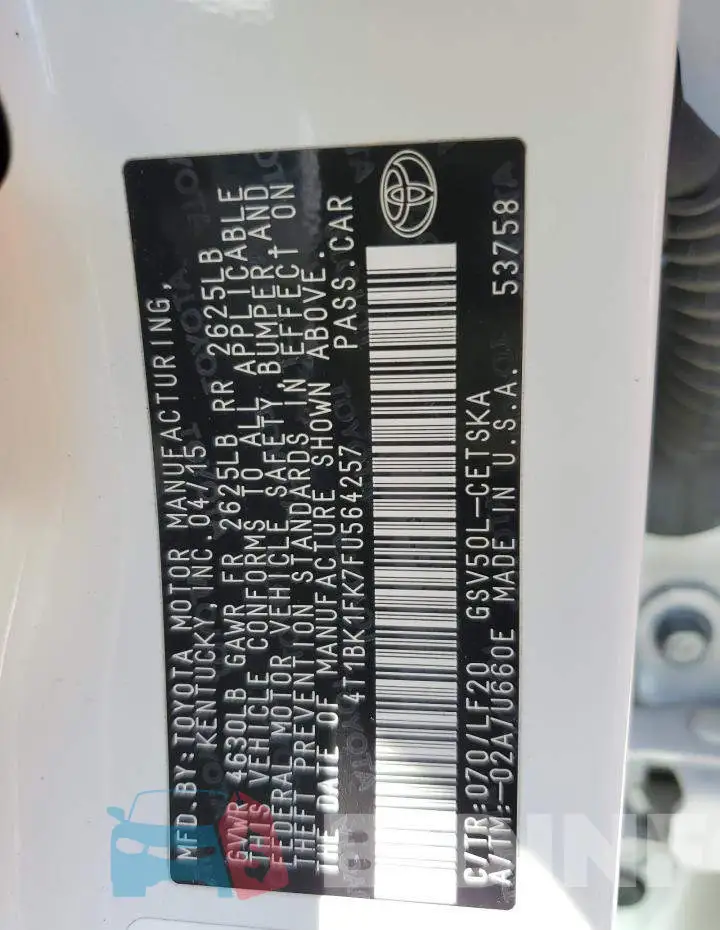 4T1BK1FK7FU564257 Photo# 12