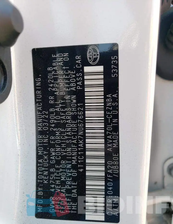 4T1C11AK7NU676621 Photo# 13