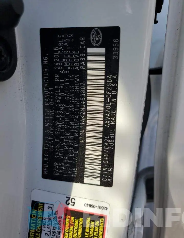 4T1G11AK2MU453807 Photo# 12