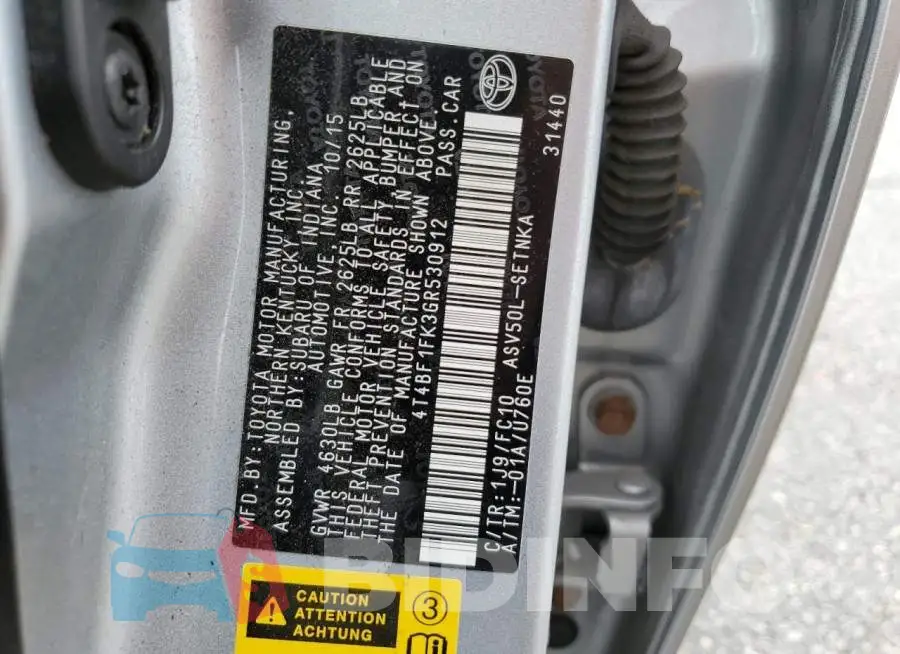 4T4BF1FK3GR530912 Photo# 12