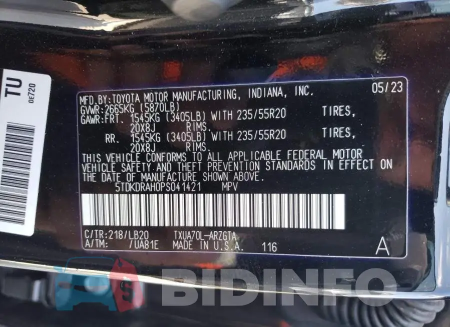 5TDKDRAH0PS041421 Photo# 13