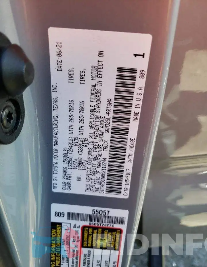 5TFAZ5CN0MX112244 Photo# 12