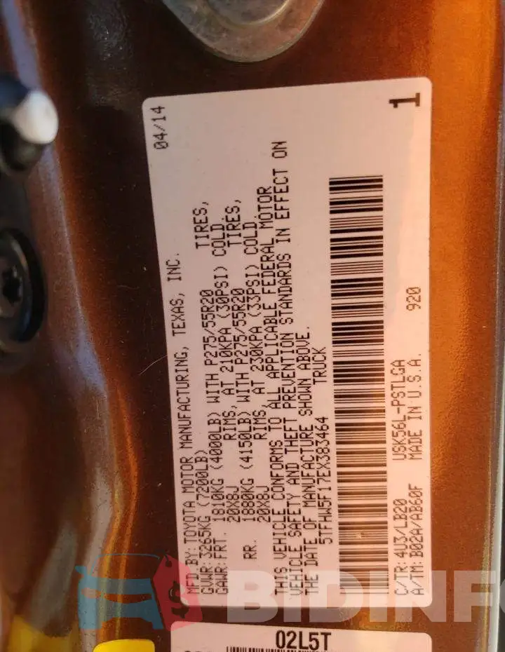 5TFHW5F17EX383464 Photo# 12