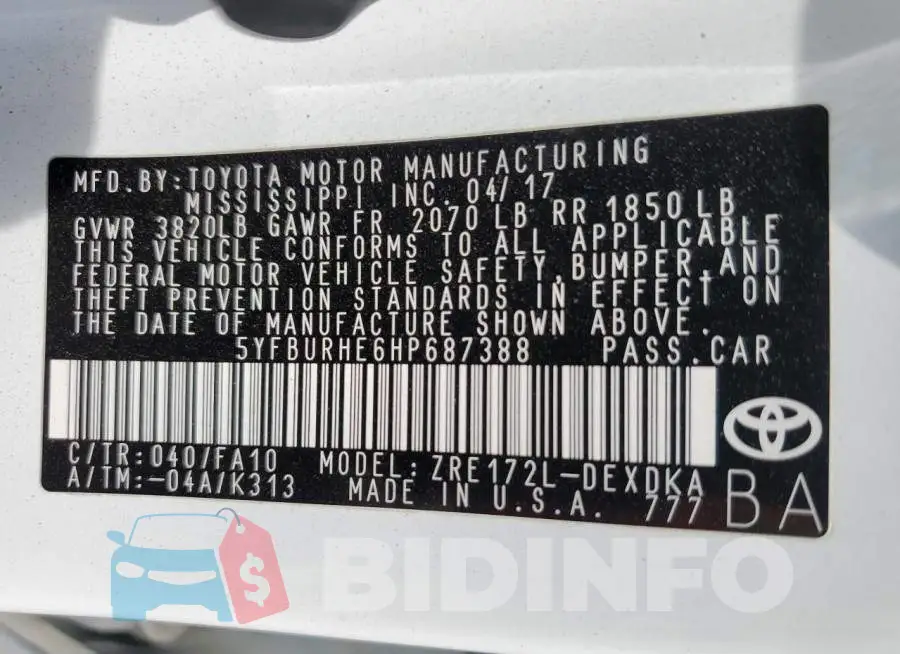 5YFBURHE6HP687388 Photo# 12