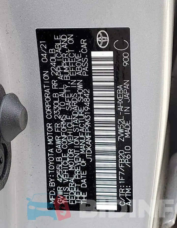 JTDKAMFP9M3194842 Photo# 12