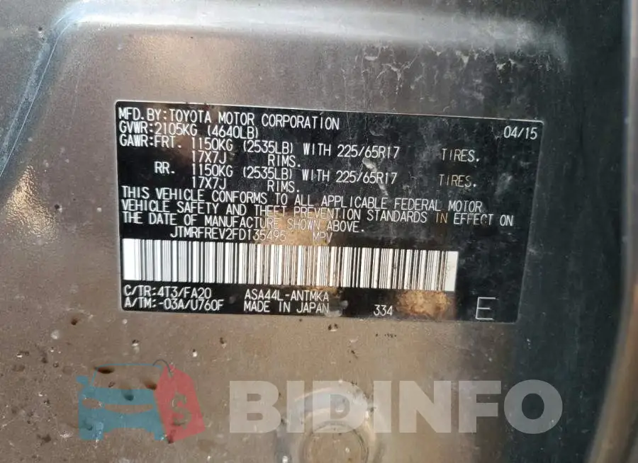 JTMRFREV2FD135495 Photo# 10