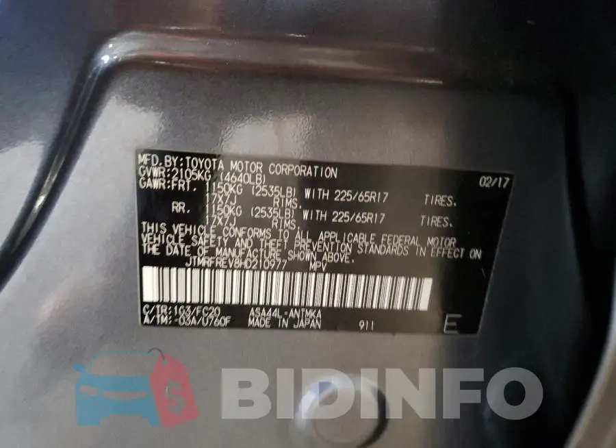 JTMRFREV8HD210977 Photo# 12