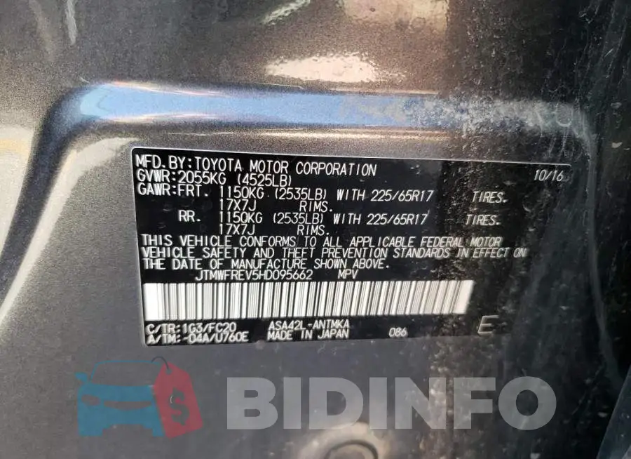 JTMWFREV5HD095662 Photo# 13